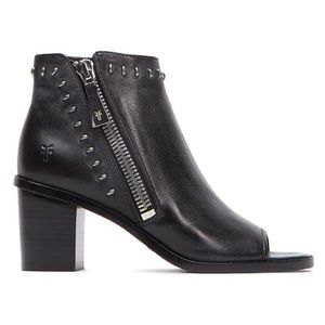 Frye Brielle Rebel Zip Leather Peep-Toe Bootie